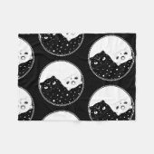 黒猫と白猫の漫画、陰陽印 フリースブランケット (正面(横))