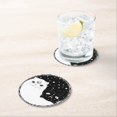 黒猫と白猫の漫画、陰陽印 ラウンドペーパーコースター (インサイチュ)