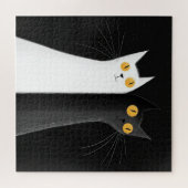 黒猫と白猫の黒背景 ジグソーパズル (横)