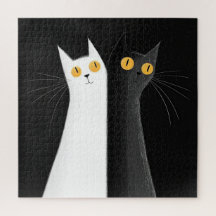 黒猫と白猫の黒背景