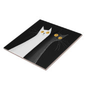 黒猫と白猫の黒背景 タイル (側面)