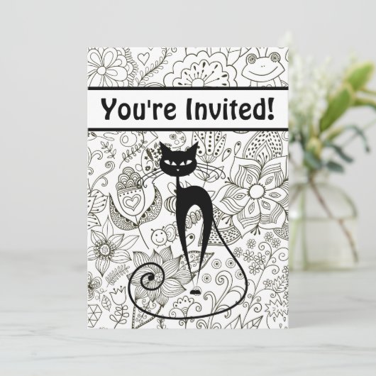黒猫と白黒ガーデン誕生日 招待状 (スタンド正面)