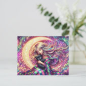 黒猫と眠る三日月の少女 ポストカード (スタンド正面)