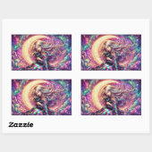 黒猫と眠る三日月の少女 長方形シール (シート)