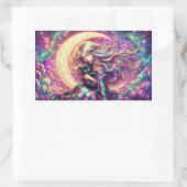 黒猫と眠る三日月の少女 長方形シール (バッグ)