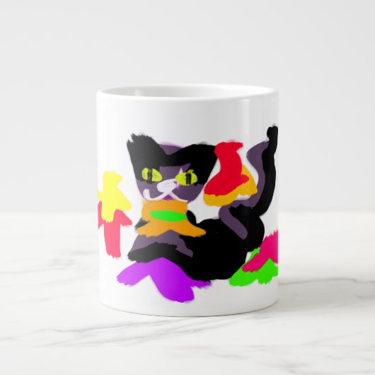 黒猫と秋おもしろい ジャンボコーヒーマグカップ (正面)