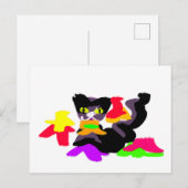 黒猫と秋おもしろい ポストカード (正面/裏面)