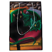 黒猫と緑の龍 ミディアムペーパーバッグ (正面)