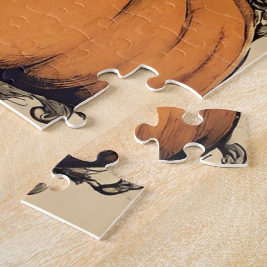 黒猫と美しいヴィンテージハロウィーンの魔女 ジグソーパズル (側面)