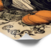 黒猫と美しいヴィンテージハロウィーンの魔女 ポスター (コーナー)