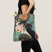 黒猫と美女トートバッグ トートバッグ (クローズアップ)