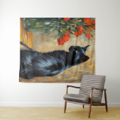 黒猫と花 タペストリー (インサイチュ(横))