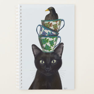 黒猫と茶碗と黒鳥 プランナー手帳