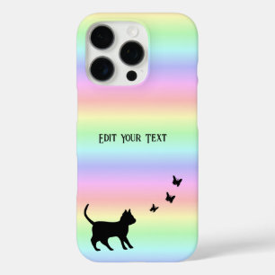 黒猫と蝶が虹 iPhone 16 PROケース