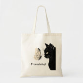 黒猫と蝶の友情 トートバッグ (正面)