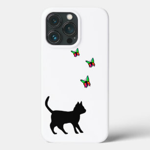 黒猫と蝶 iPhone 13 PROケース