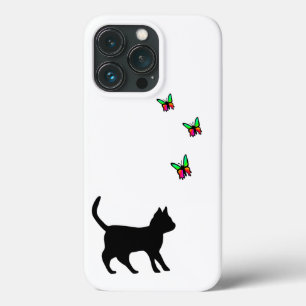 黒猫と蝶 iPhone 13 PROケース
