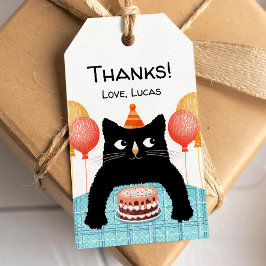 黒猫と誕生日ケーキ ギフトタグ