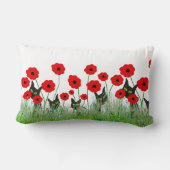 黒猫と赤いケシ ランバークッション (裏面)