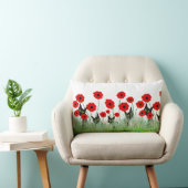 黒猫と赤いケシ ランバークッション (椅子)