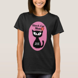 黒猫と赤いバラの母の日グッズ Tシャツ