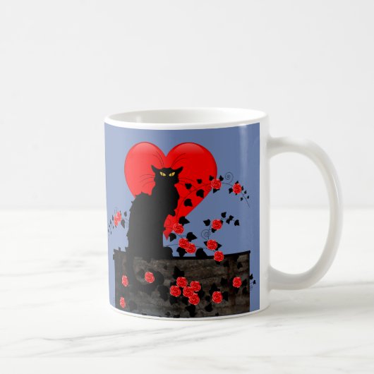 黒猫と赤いバラ コーヒーマグカップ (右)