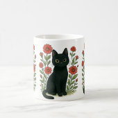黒猫と赤い花のマグカップ コーヒーマグカップ (中央)