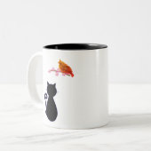 黒猫と赤鳥 ツートーンマグカップ (正面左)