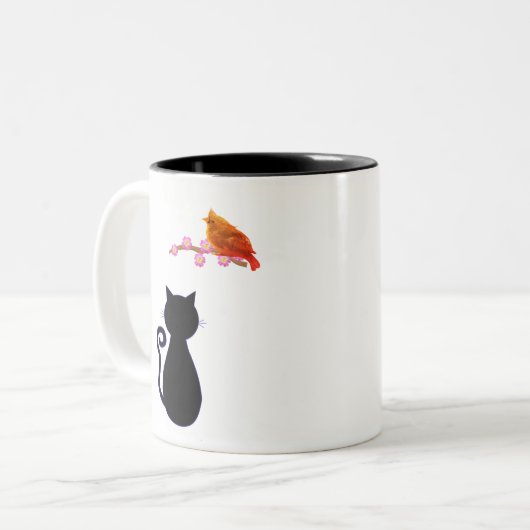 黒猫と赤鳥 ツートーンマグカップ (正面左)
