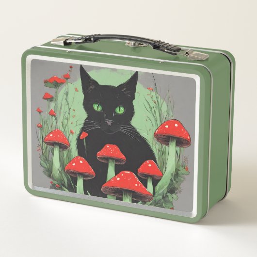 黒猫と野生の赤い森のキノコ メタルランチボックス (裏面)
