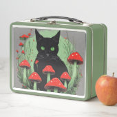 黒猫と野生の赤い森のキノコ メタルランチボックス (インサイチュ)