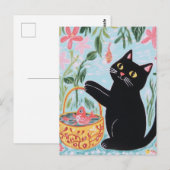 黒猫と金魚 ポストカード (正面/裏面)