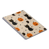 黒猫と雌猫のハロウィーンシームレスパターン ノートブック (右側)
