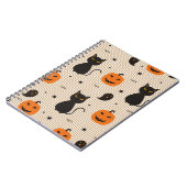 黒猫と雌猫のハロウィーンシームレスパターン ノートブック (左側)