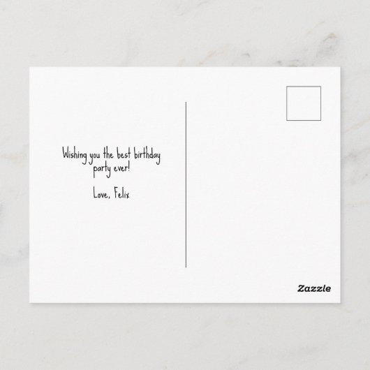 黒猫と風船の誕生日パーティーのポストカード ポストカード (裏面)