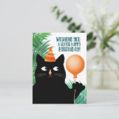黒猫と風船の誕生日パーティーポストカード ポストカード (スタンド正面)