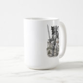 黒猫と騎士 中世風デザイン コーヒーマグカップ (正面右)