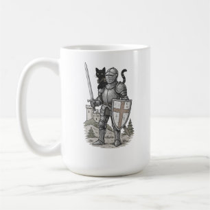 黒猫と騎士　中世風デザイン コーヒーマグカップ