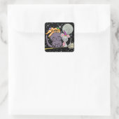 黒猫と魔女のネズミのハロウィーン スクエアシール (バッグ)