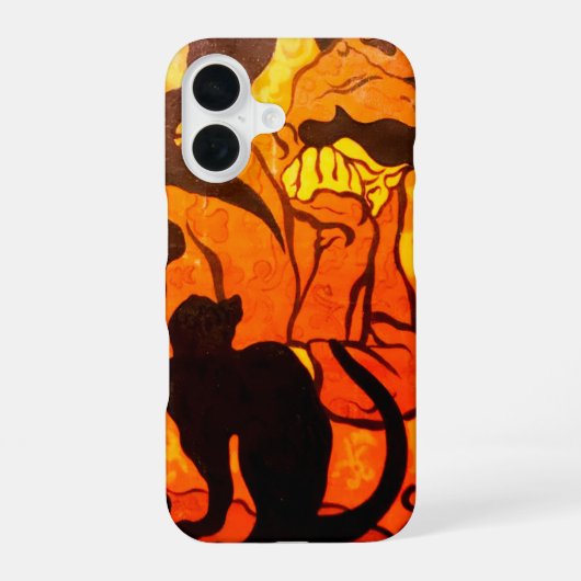 黒猫と魔女のハロウィン iPhone 16ケース (裏面)