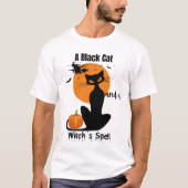 黒猫と魔女のハロウィーン Tシャツ (正面)