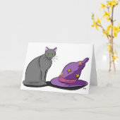 黒猫と魔女の帽子 カード (黄色い花)