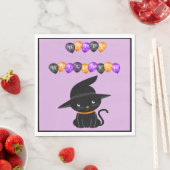 黒猫と魔女の帽子 ハッピーハロウィン 風船 スタンダードランチョンナプキン (インサイチュ)