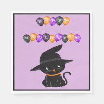 黒猫と魔女の帽子 ハッピーハロウィン 風船