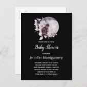 黒猫と魔法の満月の赤ちゃんシャワー インビテーションポストカード (正面/裏面)