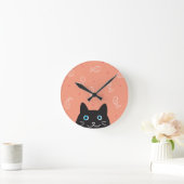 黒猫と魚の壁掛け時計 ラウンド壁時計 (ホーム)