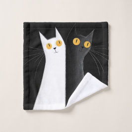 黒猫と黒の上の白猫 バスタオルセット