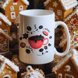 黒猫と黒コーヒー ツートーンマグカップ
