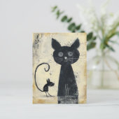 黒猫と黒猫マウス ポストカード (スタンド正面)