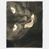 黒猫なめ フリースブランケット (正面)